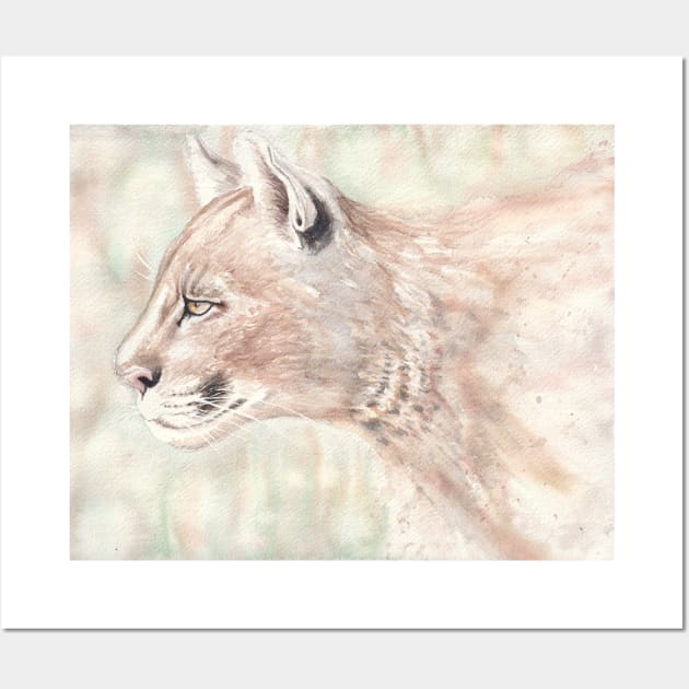 Mountain Lion Watercolor Wall Art by Jarrodjvandenberg